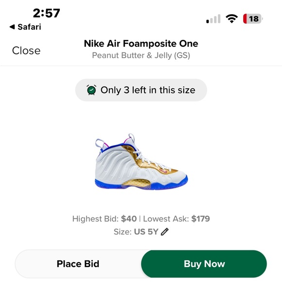 Nike Air Foamposite one Peanut Butter & Jelly (GS) original box with purchase - Picture 3 of 9